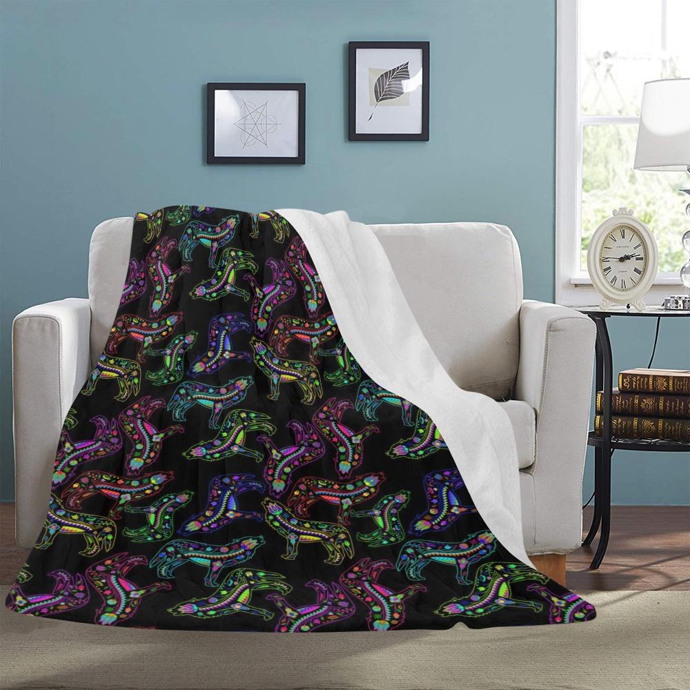 Floral Wolves Ultra-Soft Micro Fleece Blanket 60"x80" Ultra-Soft Blanket 60''x80'' e-joyer