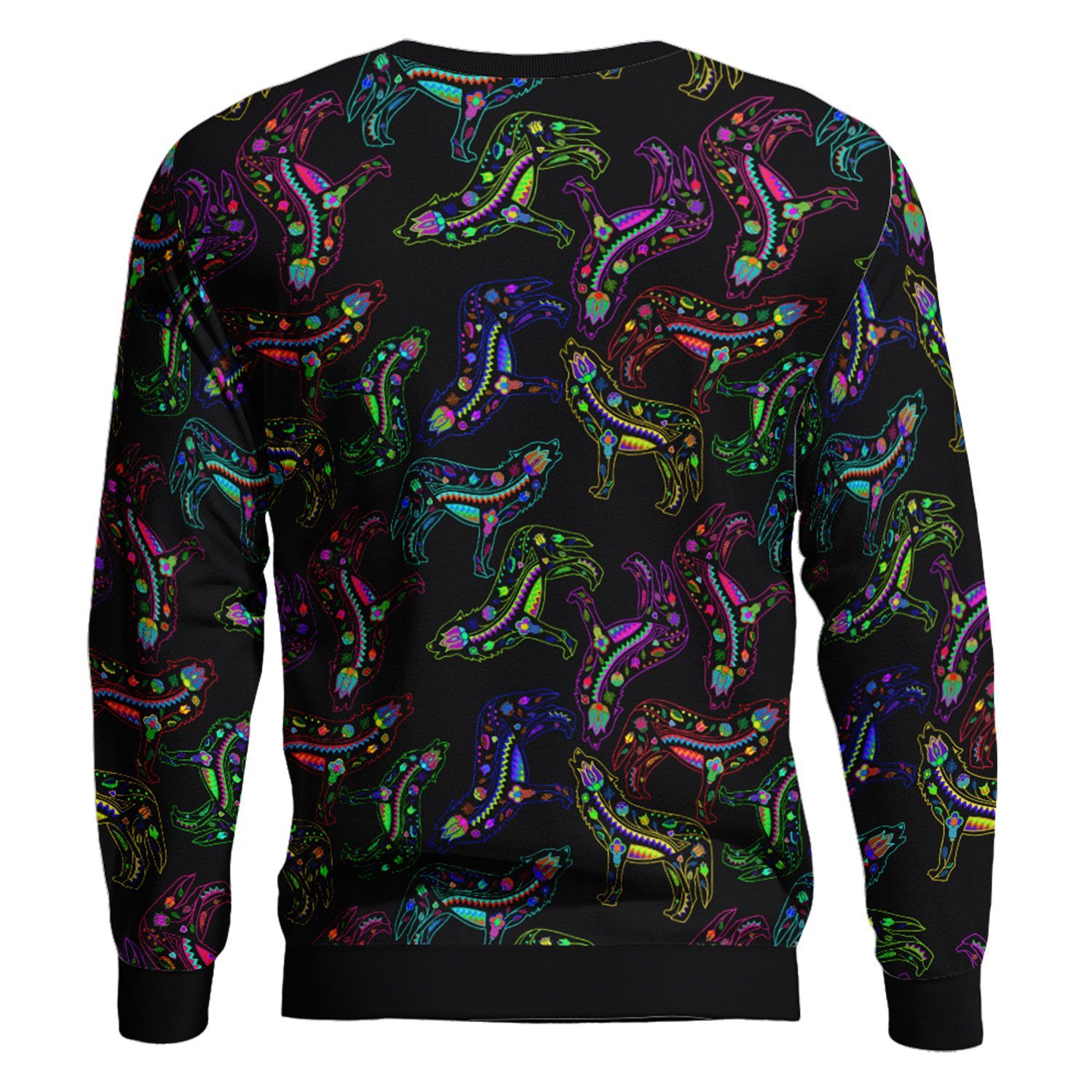 Floral Wolves Unisex Crewneck Long Sleeve Top 49 Dzine