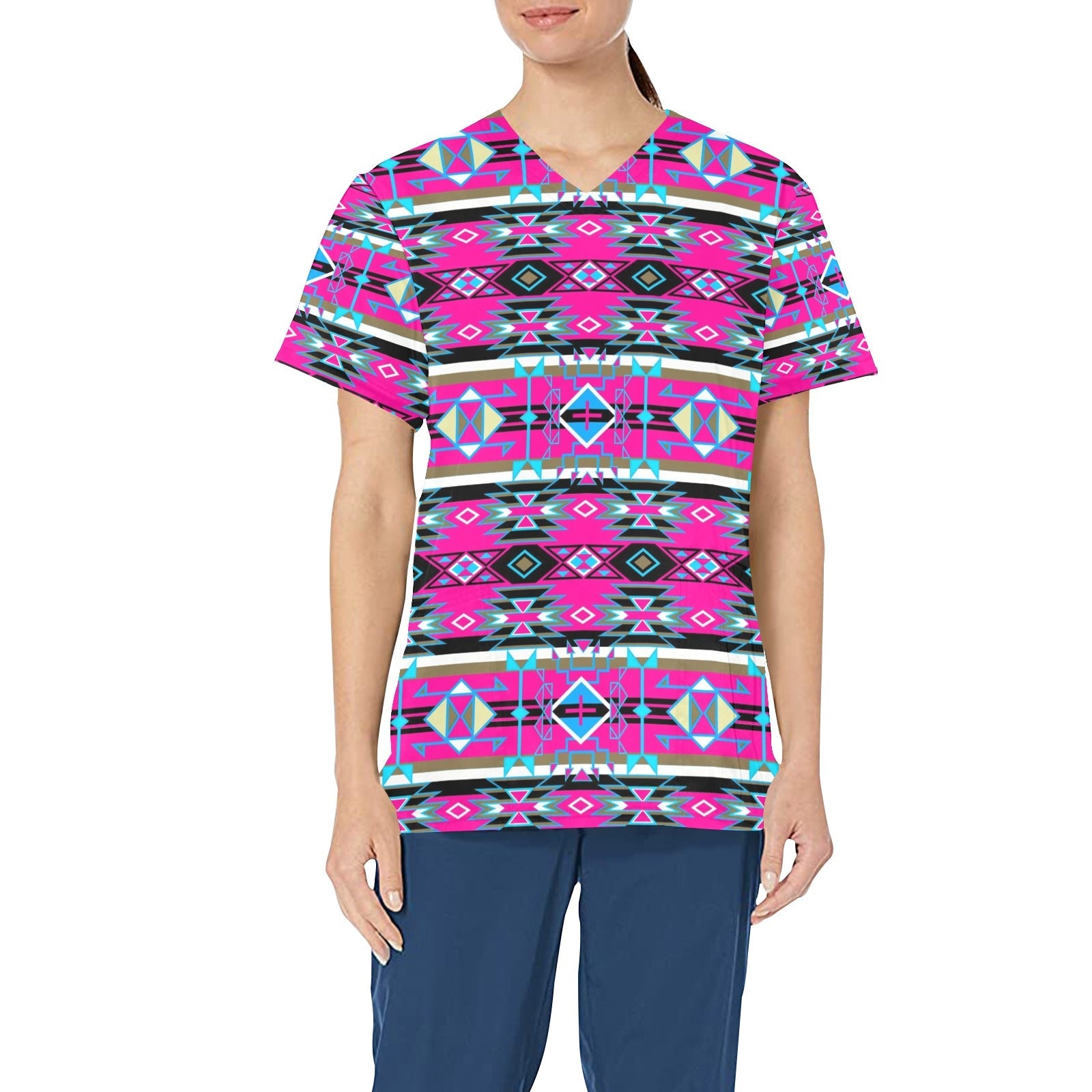 Force of Nature Sunset Storm All Over Print Scrub Top Scrub Top e-joyer
