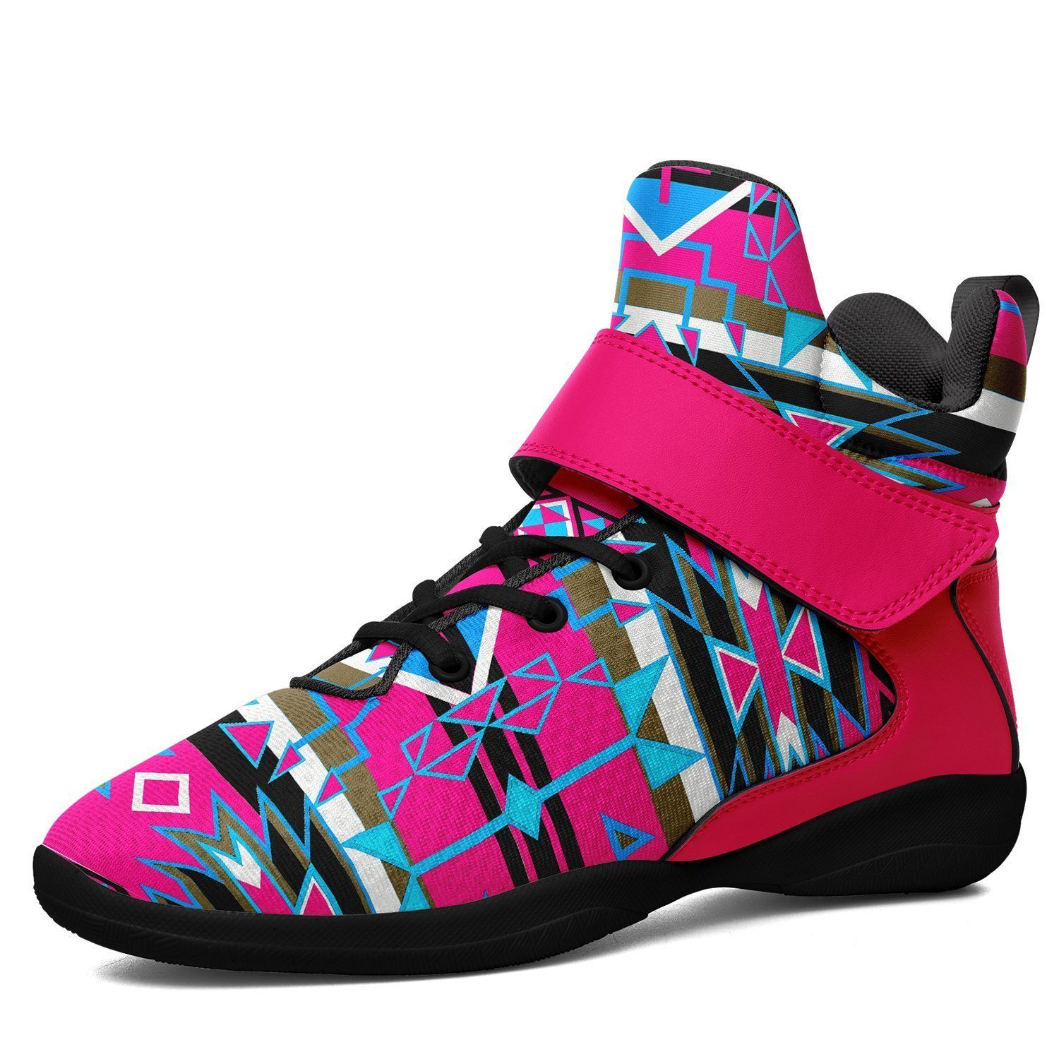 Force of Nature Sunset Storm Kid's Ipottaa Basketball / Sport High Top Shoes 49 Dzine US Child 12.5 / EUR 30 Black Sole with Pink Strap 