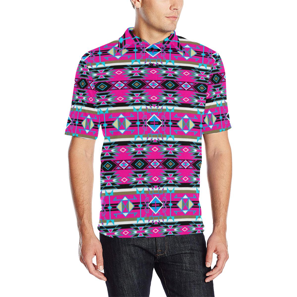 Force of Nature Sunset Storm Men's All Over Print Polo Shirt (Model T55) Men's Polo Shirt (Model T55) e-joyer