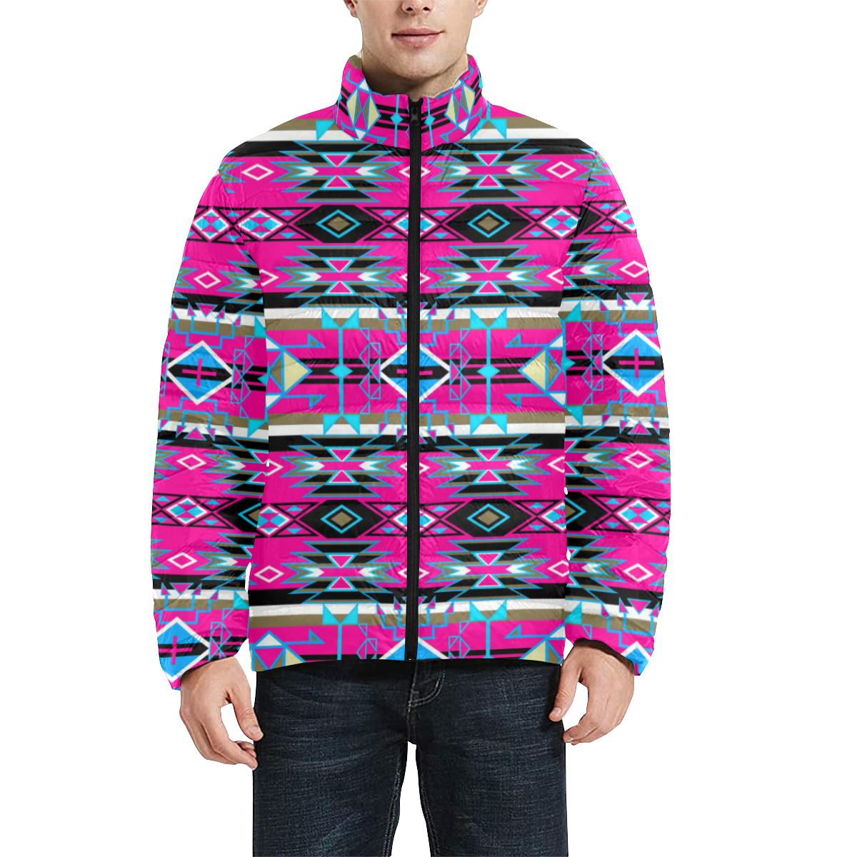 Force of Nature Sunset Storm Men's Stand Collar Padded Jacket (Model H41) Men's Stand Collar Padded Jacket (H41) e-joyer