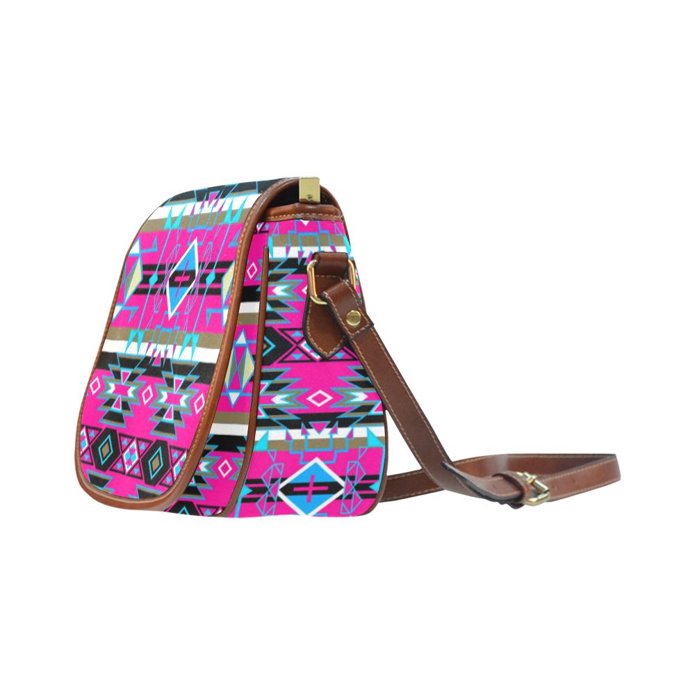 Force of Nature Sunset Storm Saddle Bag/Small (Model 1649) Full Customization Saddle Bag/Small (Full Customization) e-joyer