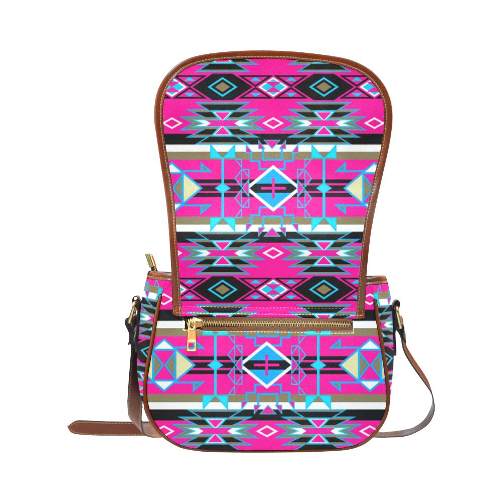 Force of Nature Sunset Storm Saddle Bag/Small (Model 1649) Full Customization Saddle Bag/Small (Full Customization) e-joyer