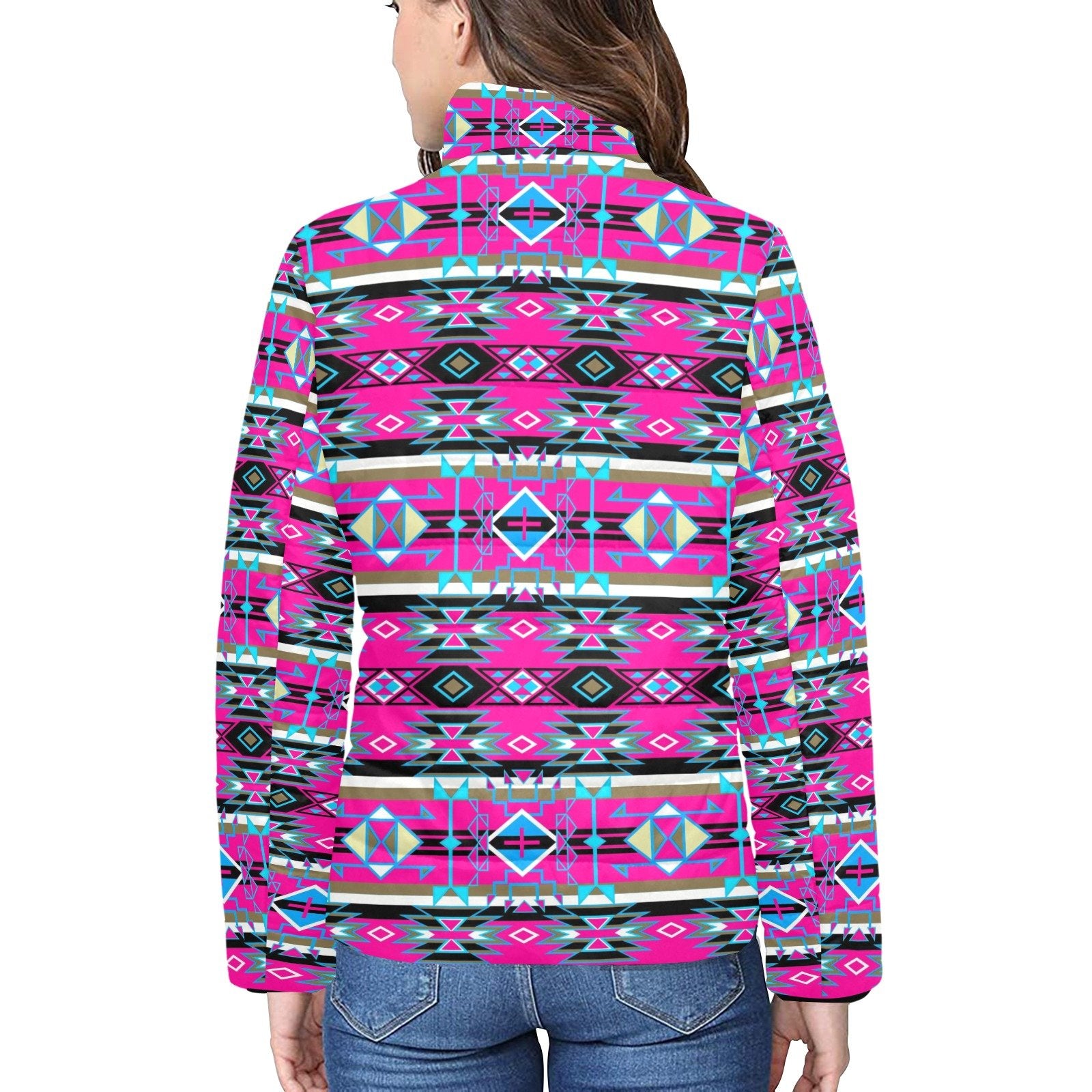 Force of Nature Sunset Storm Women's Stand Collar Padded Jacket (Model H41) jacket e-joyer