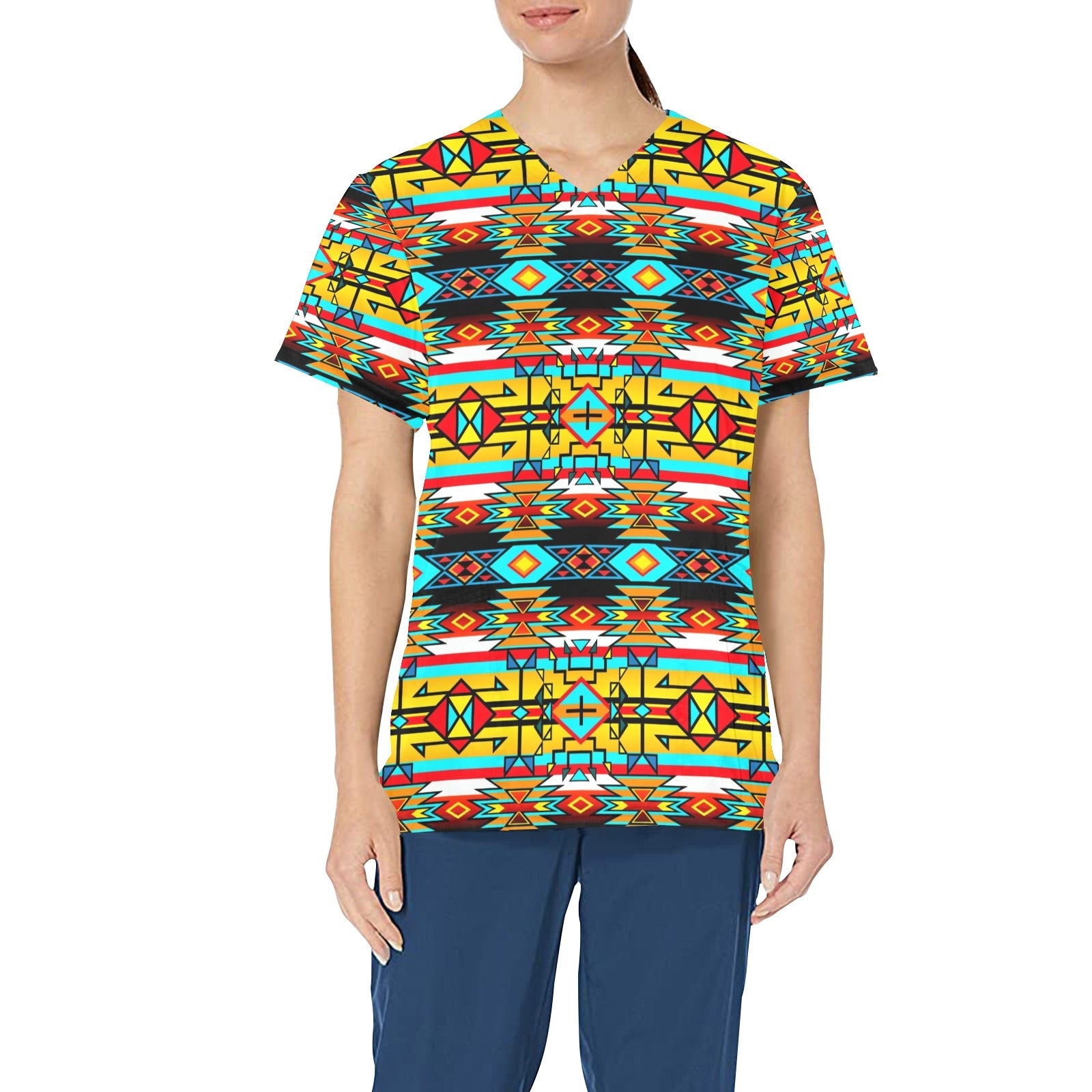 Force of Nature Twister All Over Print Scrub Top Scrub Top e-joyer 