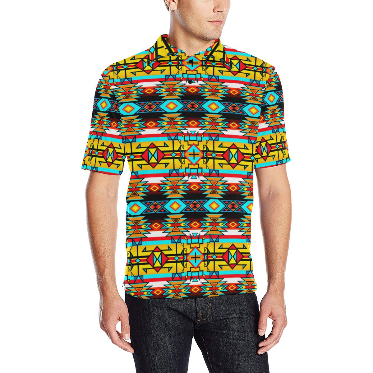 Force of Nature Twister Men's All Over Print Polo Shirt (Model T55) Men's Polo Shirt (Model T55) e-joyer