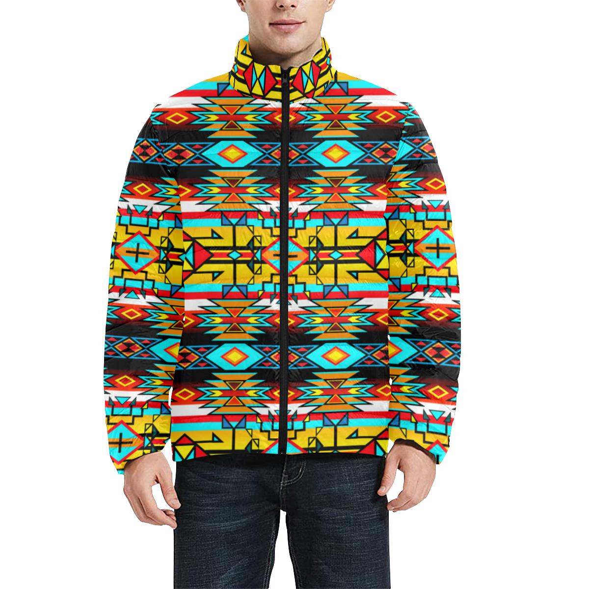 Force of Nature Twister Men's Stand Collar Padded Jacket (Model H41) Men's Stand Collar Padded Jacket (H41) e-joyer