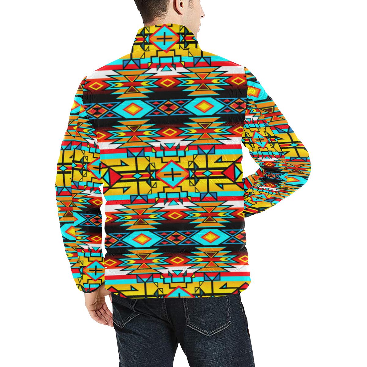 Force of Nature Twister Men's Stand Collar Padded Jacket (Model H41) Men's Stand Collar Padded Jacket (H41) e-joyer