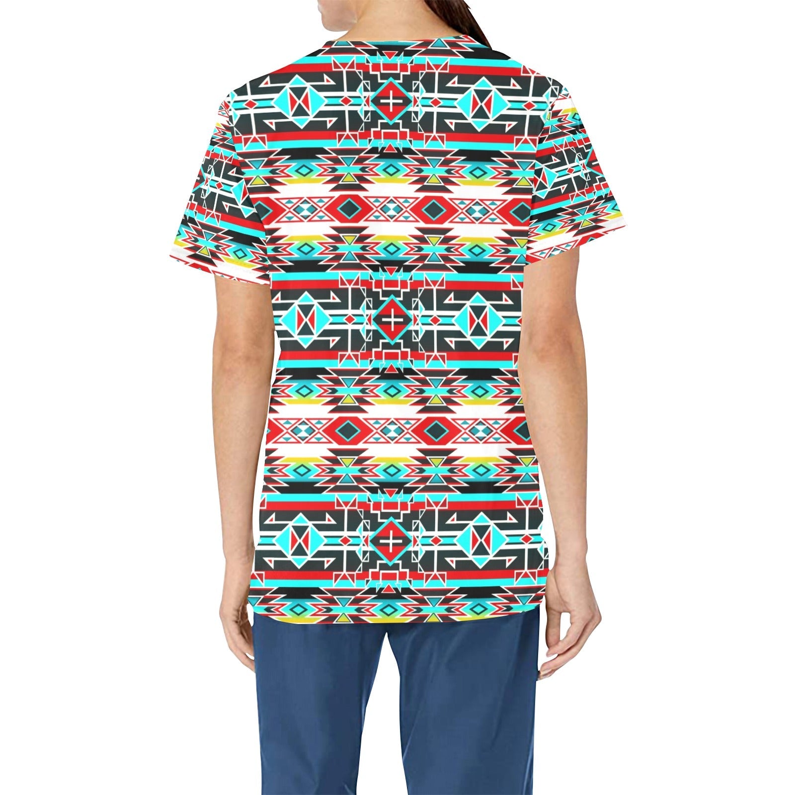Force of Nature Windstorm All Over Print Scrub Top Scrub Top e-joyer