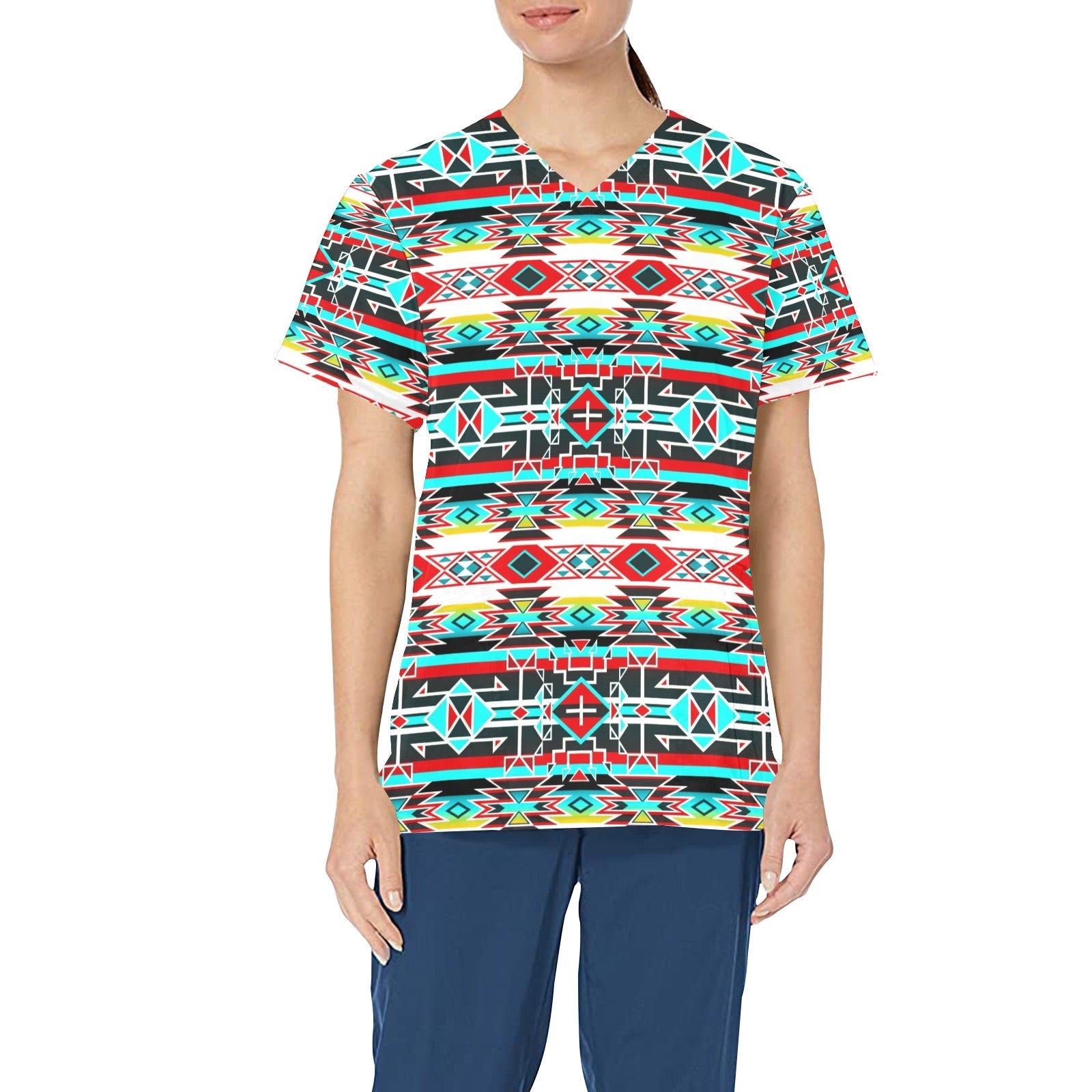 Force of Nature Windstorm All Over Print Scrub Top Scrub Top e-joyer