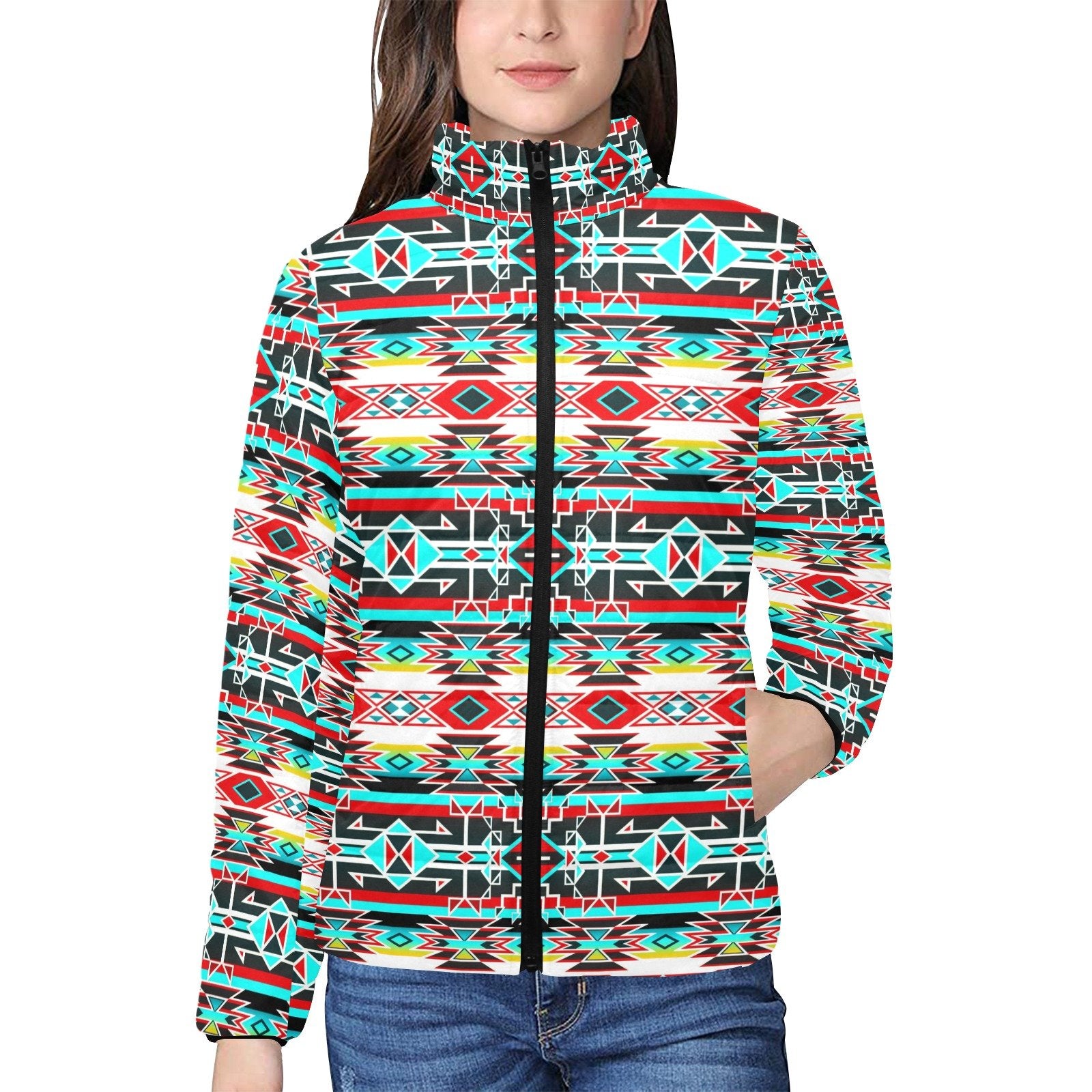 Force of Nature Windstorm Women's Stand Collar Padded Jacket (Model H41) jacket e-joyer