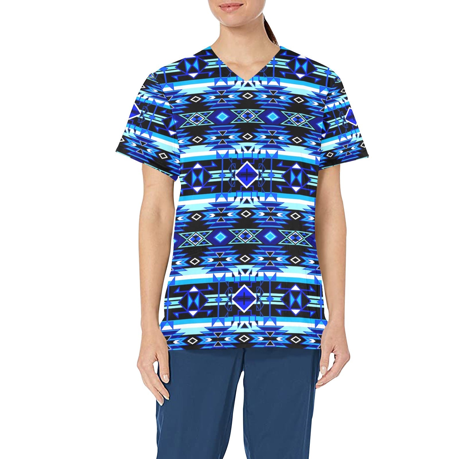 Force of Nature Winter Night All Over Print Scrub Top Scrub Top e-joyer