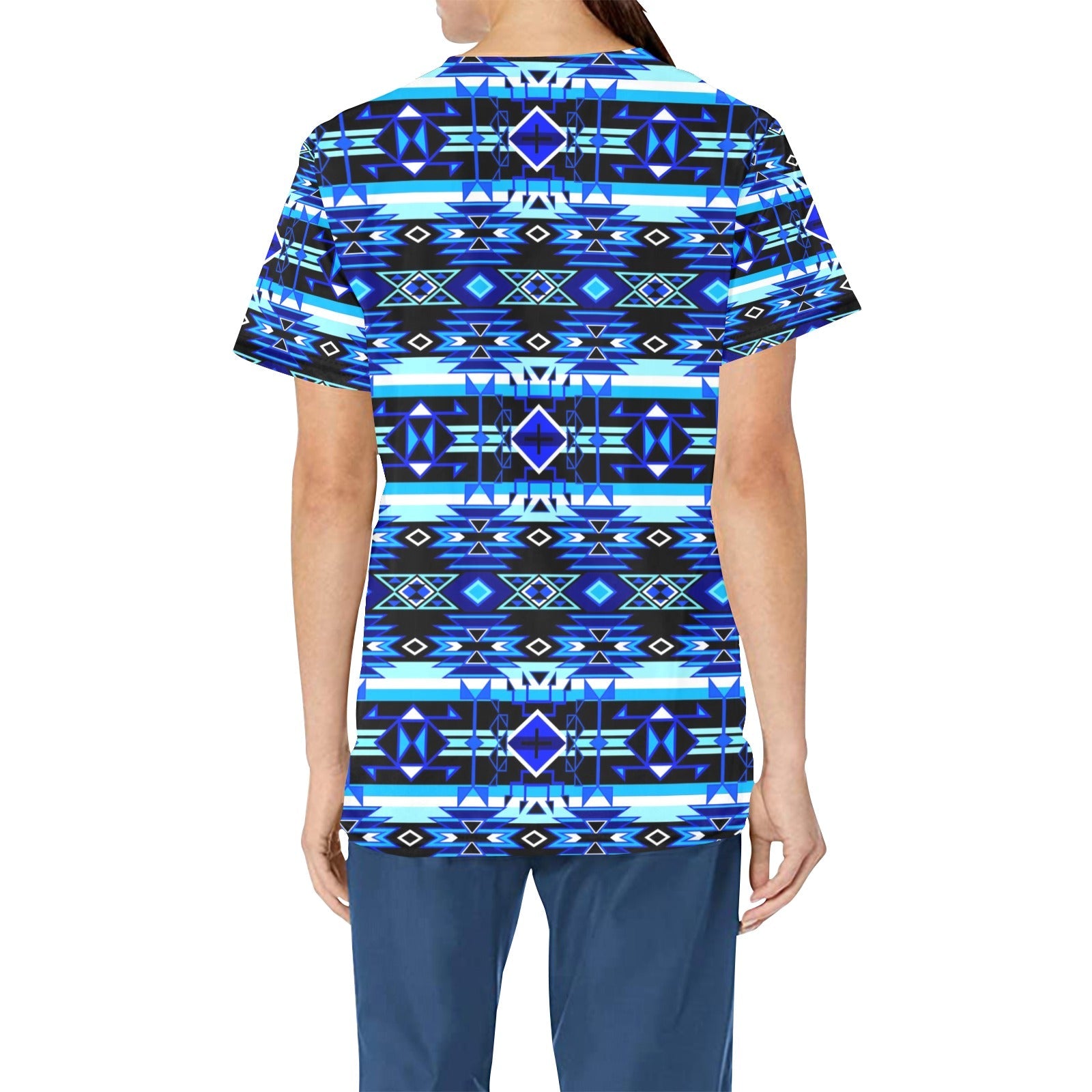 Force of Nature Winter Night All Over Print Scrub Top Scrub Top e-joyer
