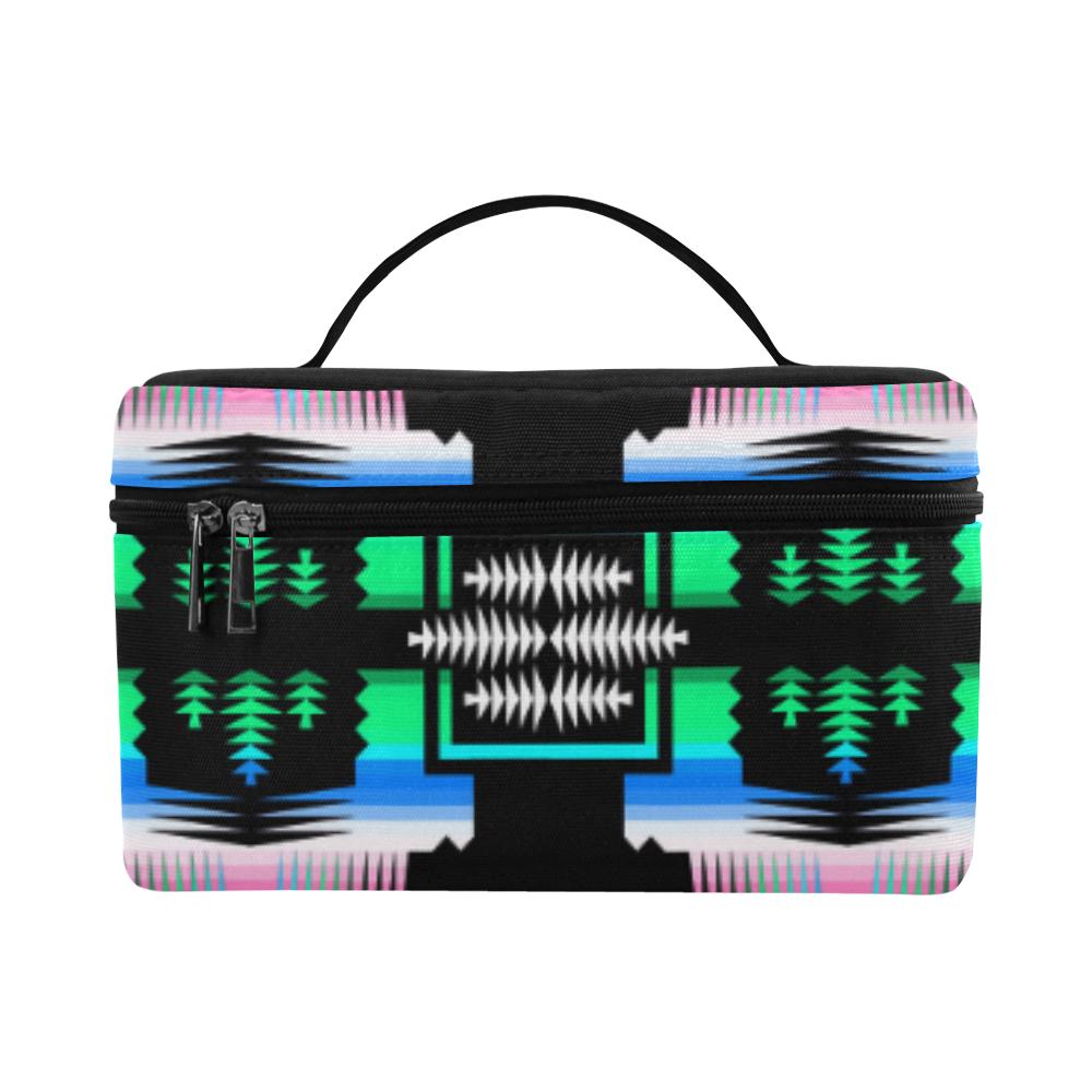 Fuschia Sky Sage Cosmetic Bag/Large (Model 1658) Cosmetic Bag e-joyer