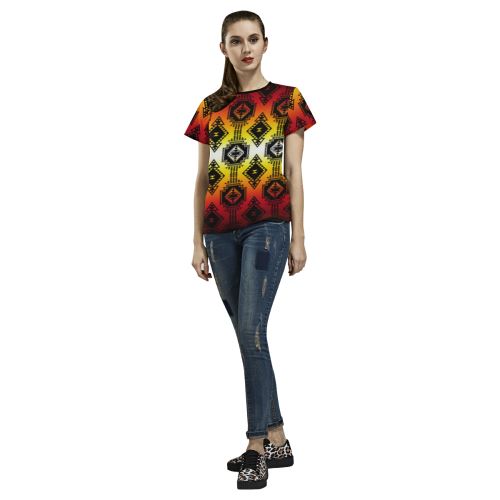 Gathering Fire All Over Print T-shirt for Women/Large Size (USA Size) (Model T40) All Over Print T-Shirt for Women/Large (T40) e-joyer