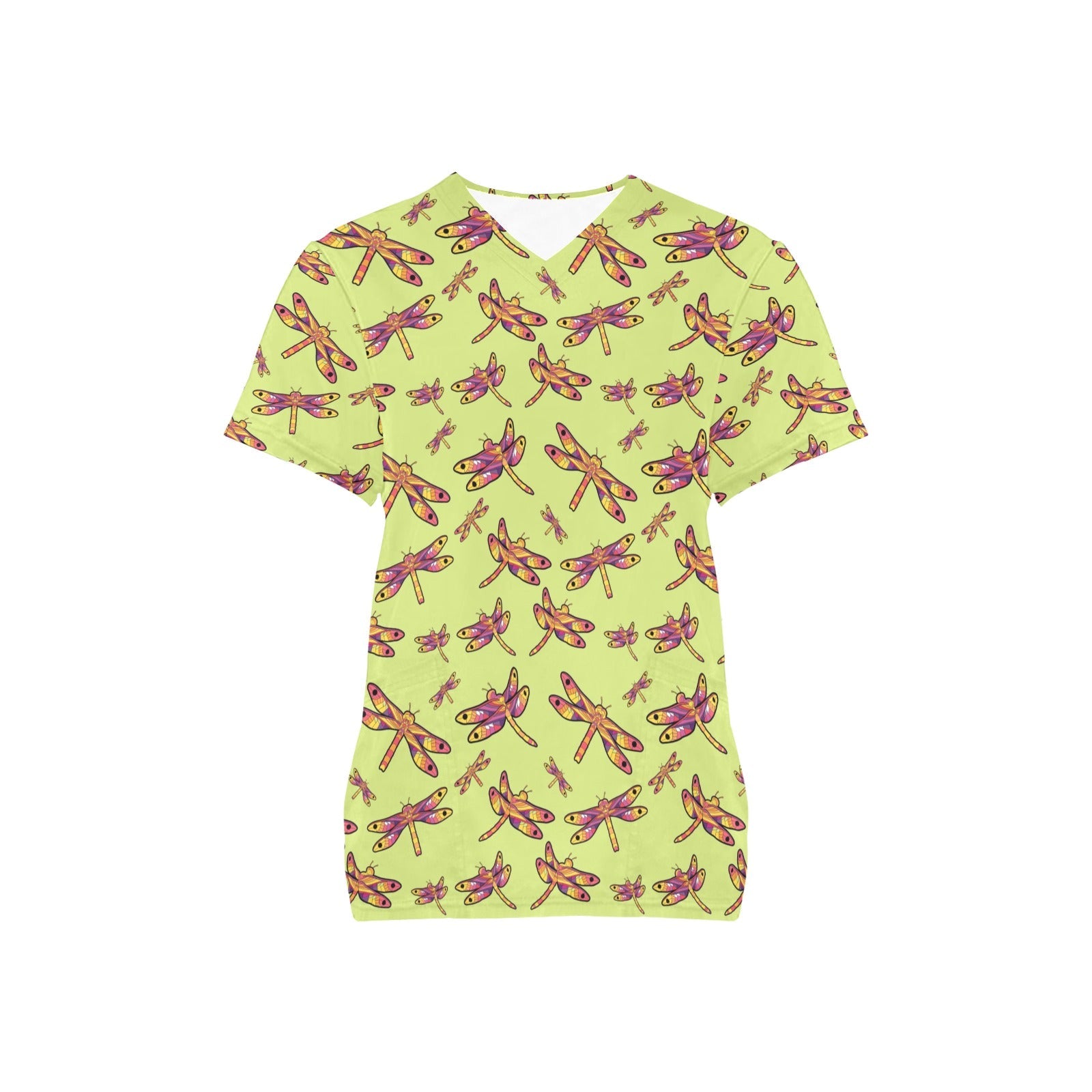Gathering Lime All Over Print Scrub Top Scrub Top e-joyer