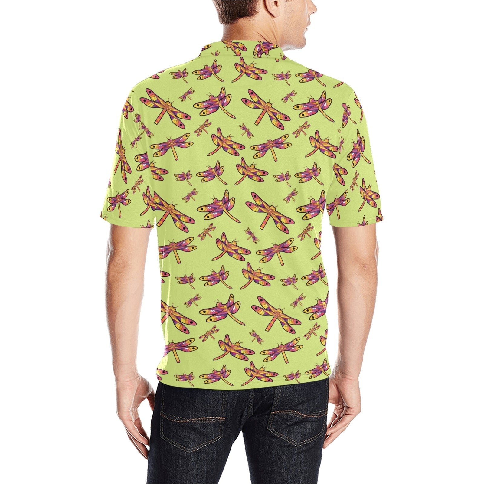 Gathering Lime Men's All Over Print Polo Shirt (Model T55) Men's Polo Shirt (Model T55) e-joyer