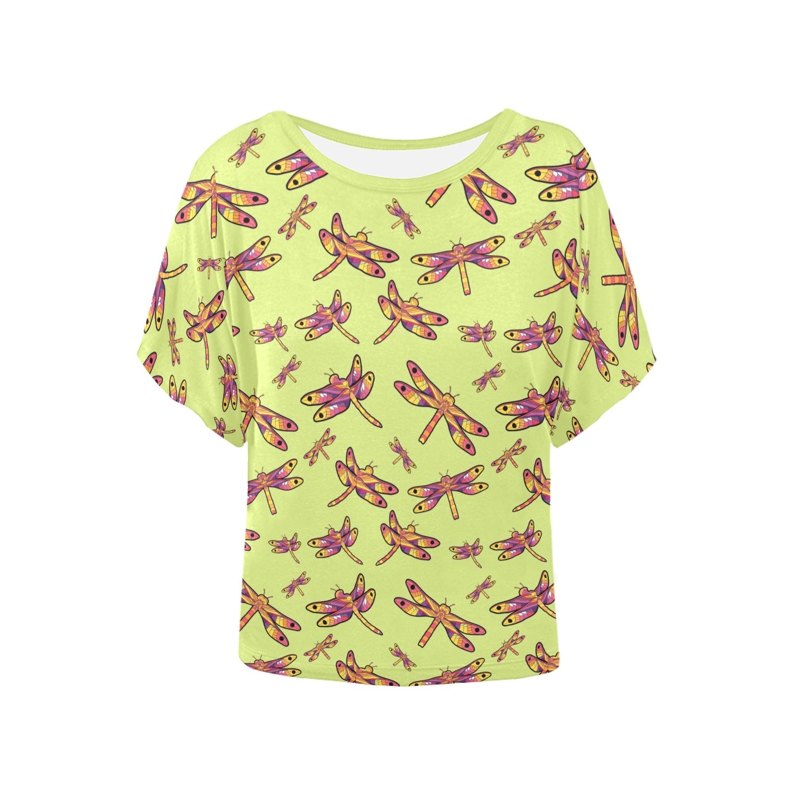 Gathering Lime Women's Batwing-Sleeved Blouse T shirt (Model T44) Women's Batwing-Sleeved Blouse T shirt (T44) e-joyer