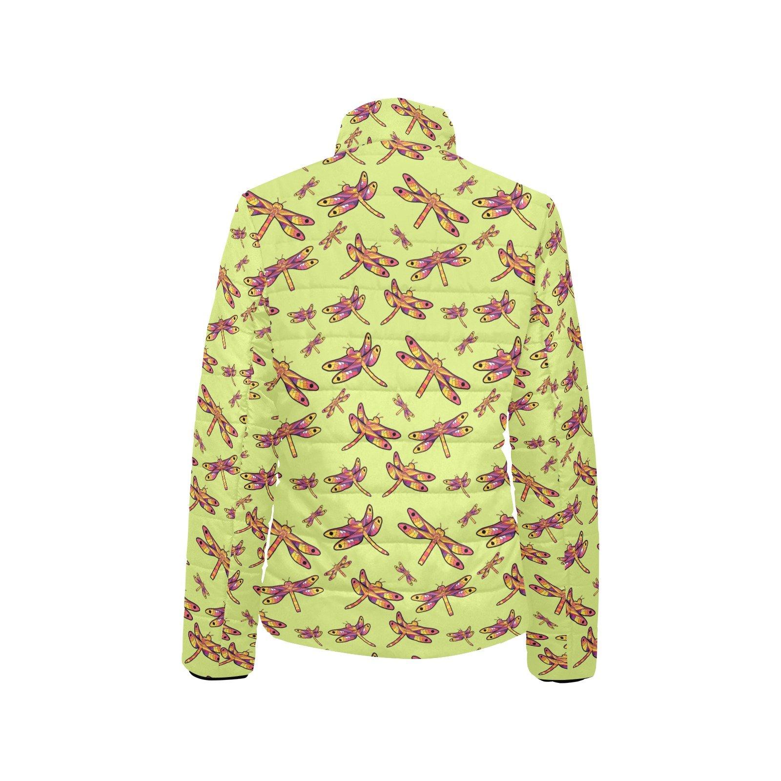 Gathering Lime Women's Stand Collar Padded Jacket (Model H41) jacket e-joyer