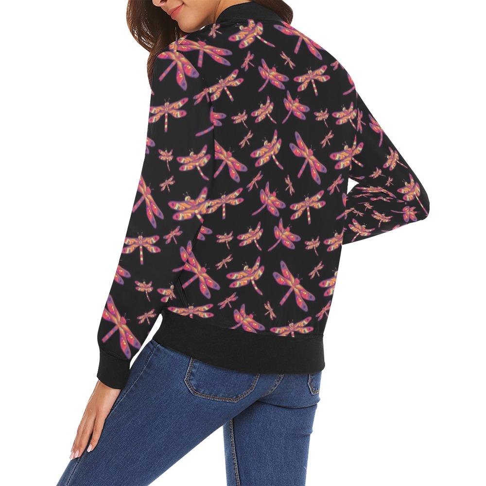 Gathering Noir All Over Print Bomber Jacket for Women (Model H19) Jacket e-joyer
