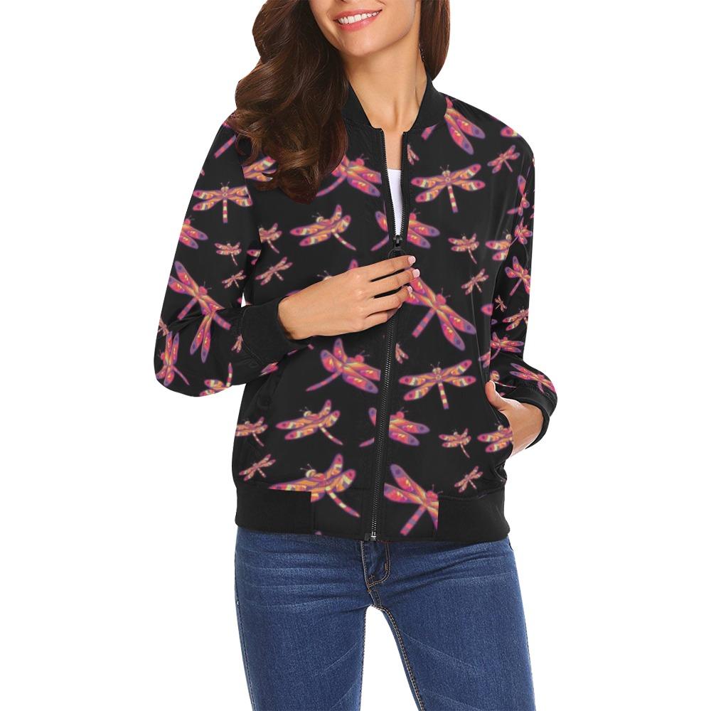 Gathering Noir All Over Print Bomber Jacket for Women (Model H19) Jacket e-joyer