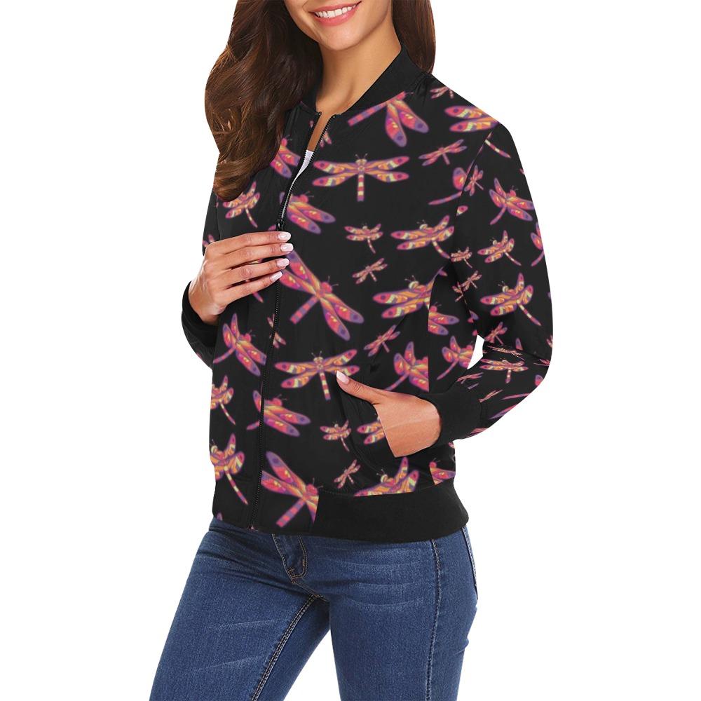 Gathering Noir All Over Print Bomber Jacket for Women (Model H19) Jacket e-joyer