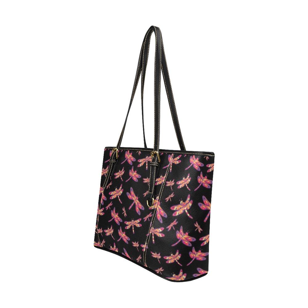 Gathering Noir Leather Tote Bag/Large (Model 1640) Leather Tote Bag (1640) e-joyer