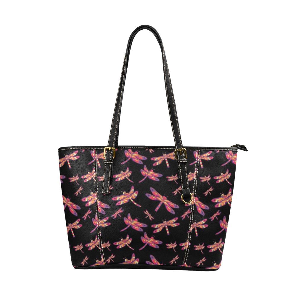 Gathering Noir Leather Tote Bag/Large (Model 1640) Leather Tote Bag (1640) e-joyer