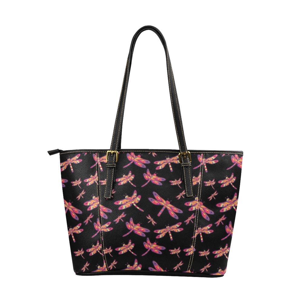 Gathering Noir Leather Tote Bag/Large (Model 1640) Leather Tote Bag (1640) e-joyer