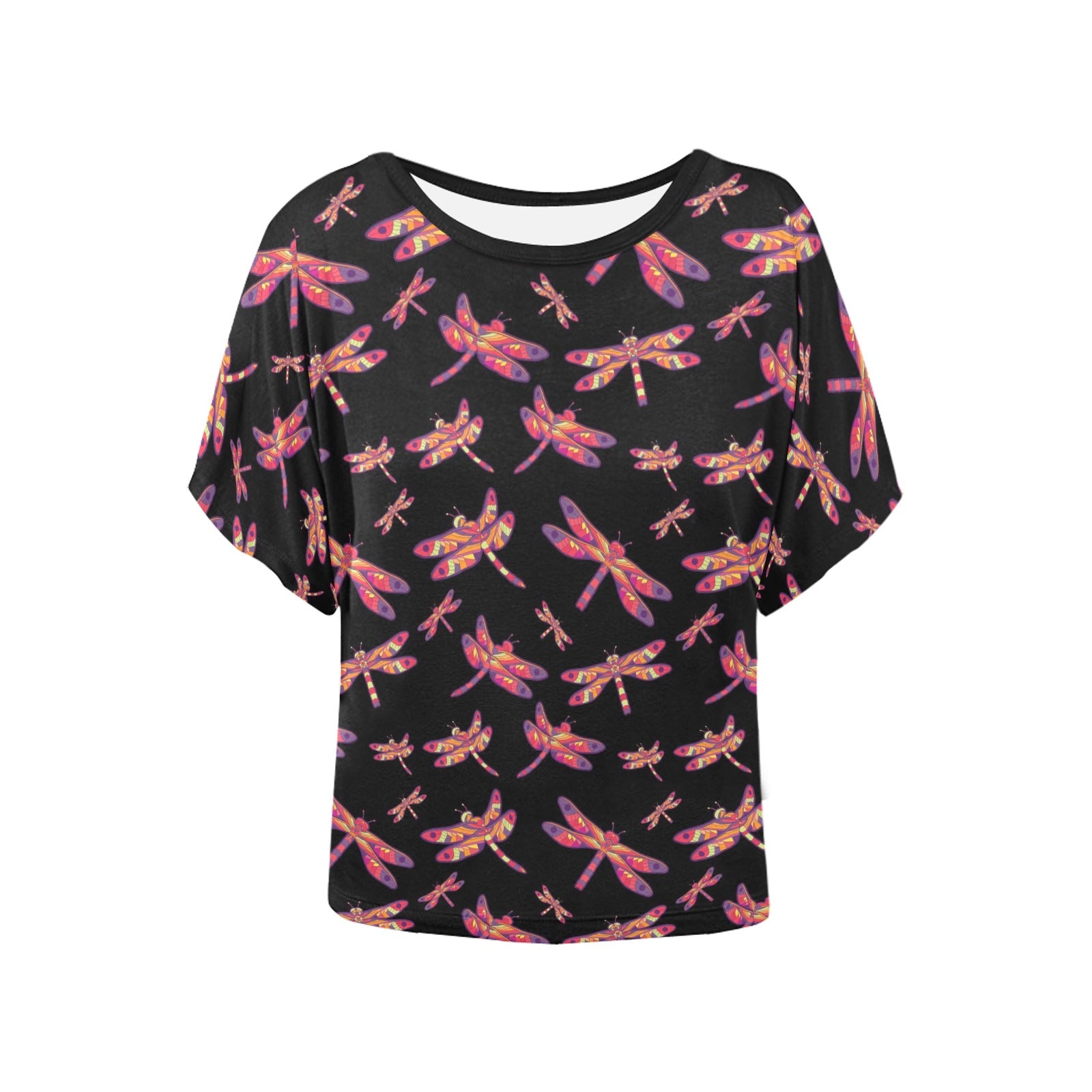 Gathering Noir Women's Batwing-Sleeved Blouse T shirt (Model T44) Women's Batwing-Sleeved Blouse T shirt (T44) e-joyer