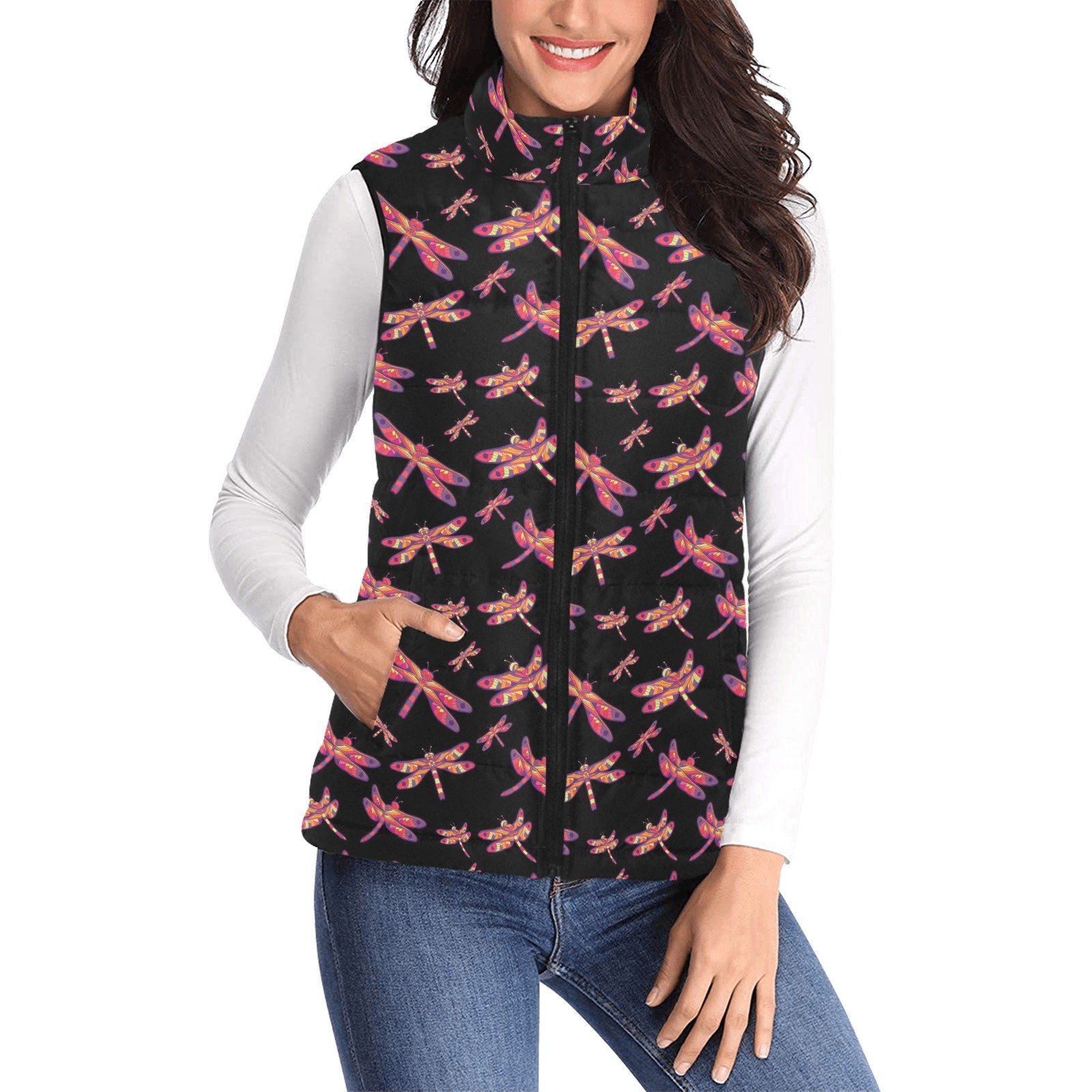 Gathering Noir Women's Padded Vest Jacket (Model H44) Women's Padded Vest Jacket (H44) e-joyer