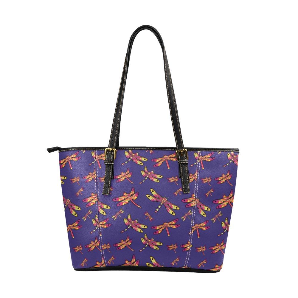 Gathering Purple Leather Tote Bag/Large (Model 1640) Leather Tote Bag (1640) e-joyer