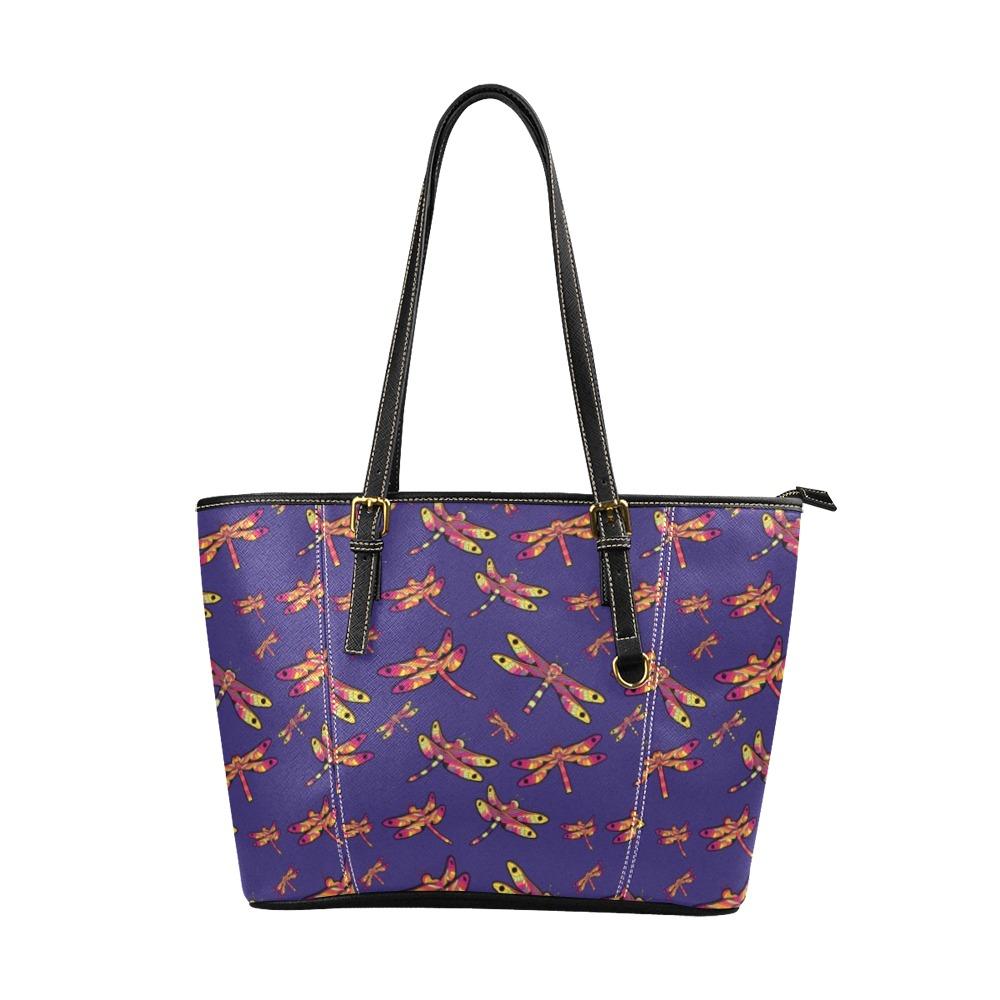 Gathering Purple Leather Tote Bag/Large (Model 1640) Leather Tote Bag (1640) e-joyer