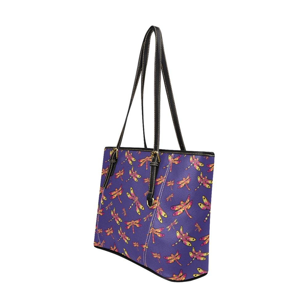 Gathering Purple Leather Tote Bag/Large (Model 1640) Leather Tote Bag (1640) e-joyer