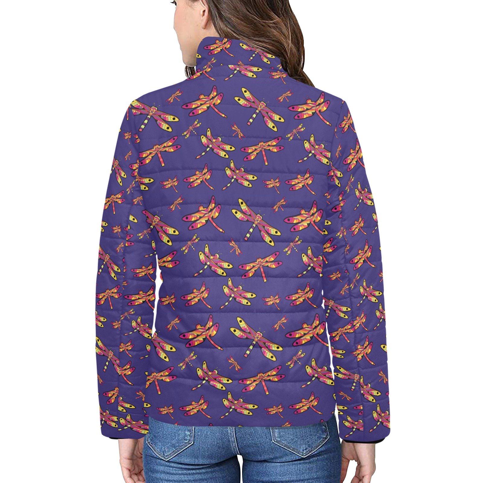 Gathering Purple Women's Stand Collar Padded Jacket (Model H41) jacket e-joyer