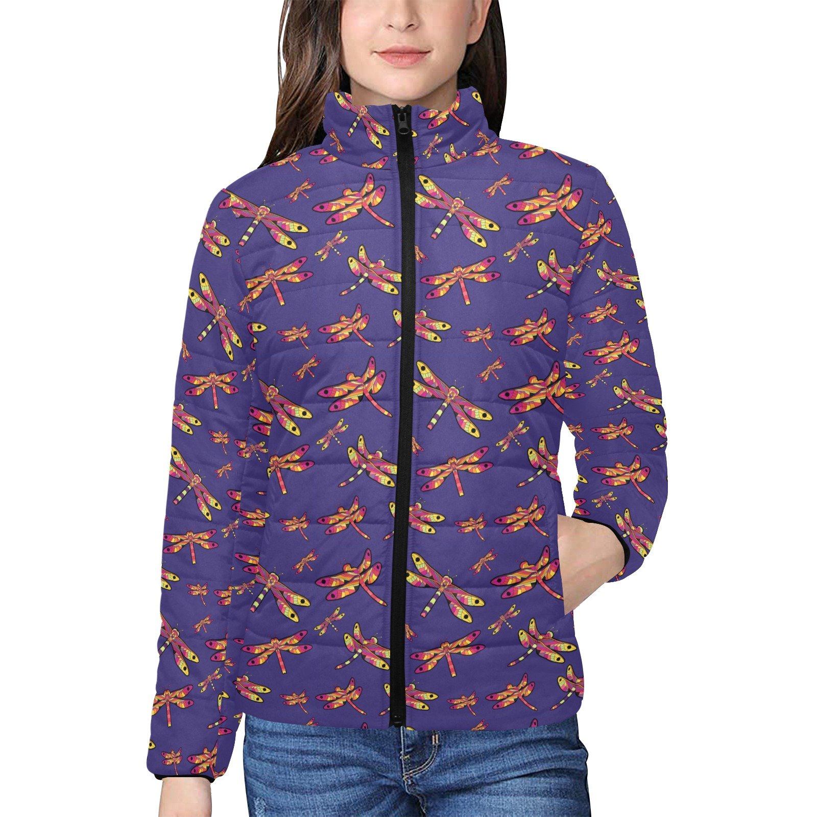 Gathering Purple Women's Stand Collar Padded Jacket (Model H41) jacket e-joyer