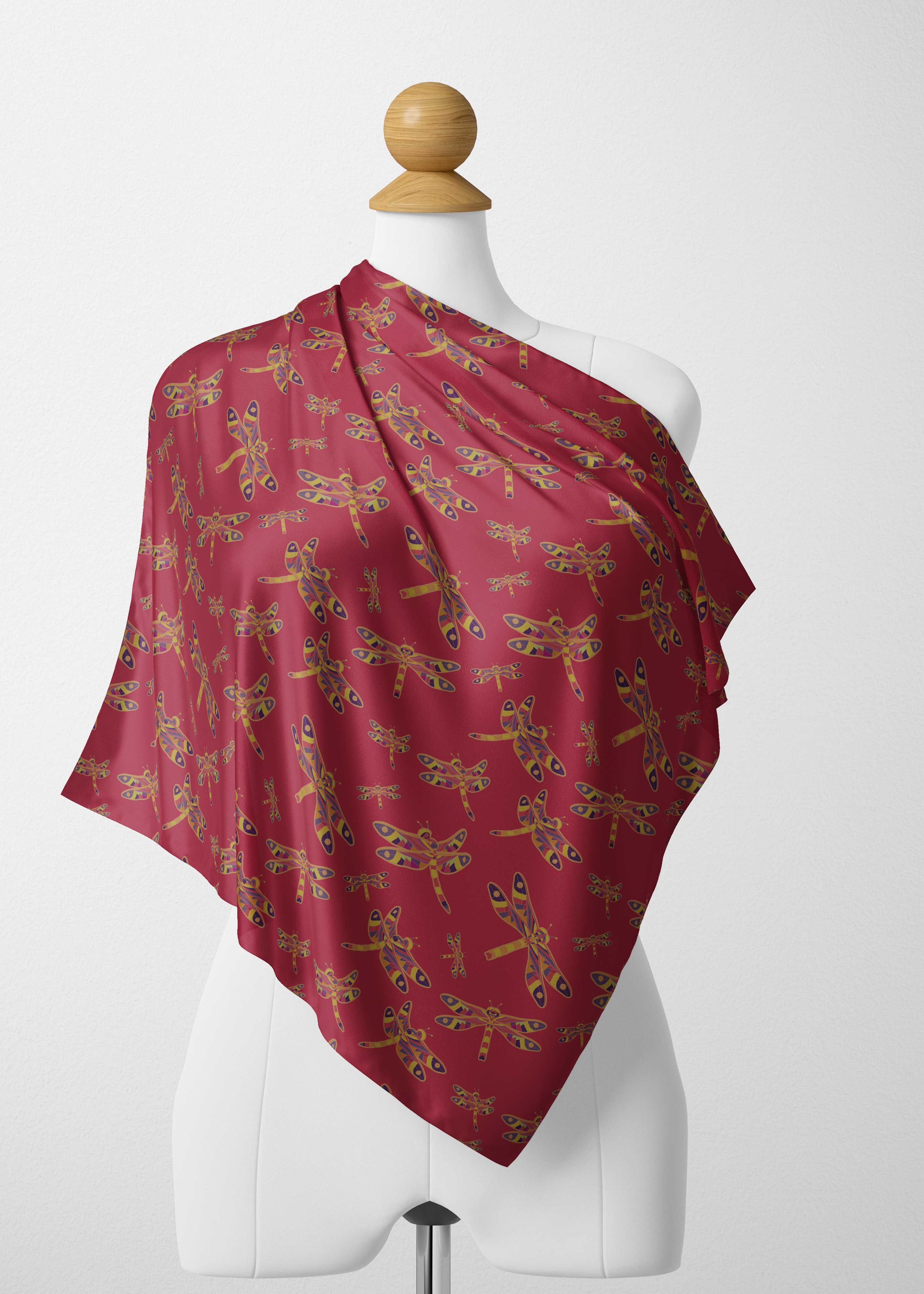 Gathering Rouge Satin Shawl Scarf 49 Dzine