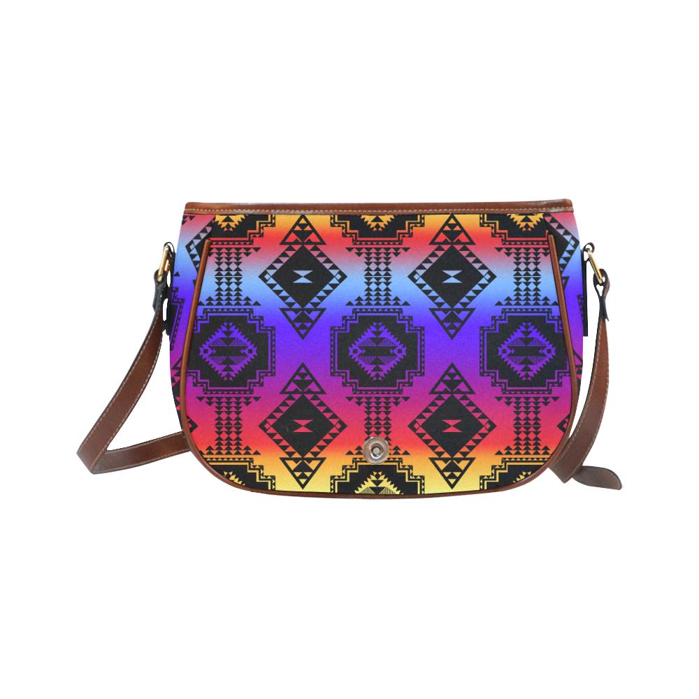 Gathering Sunset Saddle Bag/Small (Model 1649) Full Customization Saddle Bag/Small (Full Customization) e-joyer