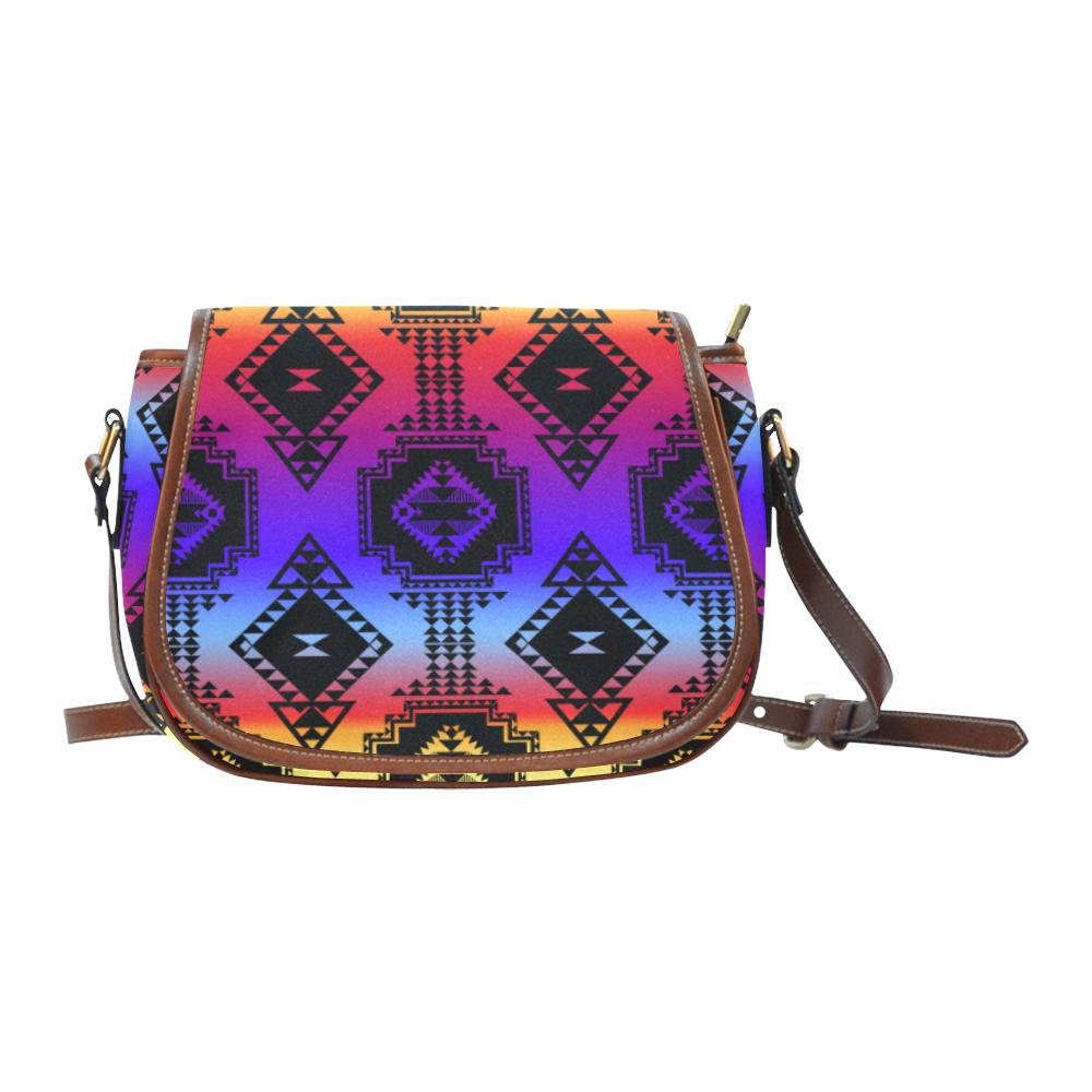 Gathering Sunset Saddle Bag/Small (Model 1649) Full Customization Saddle Bag/Small (Full Customization) e-joyer