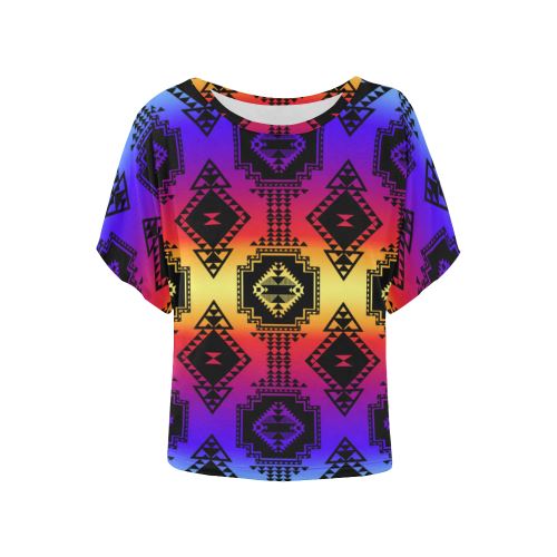 Gathering Sunset Women's Batwing-Sleeved Blouse T shirt (Model T44) Women's Batwing-Sleeved Blouse T shirt (T44) e-joyer