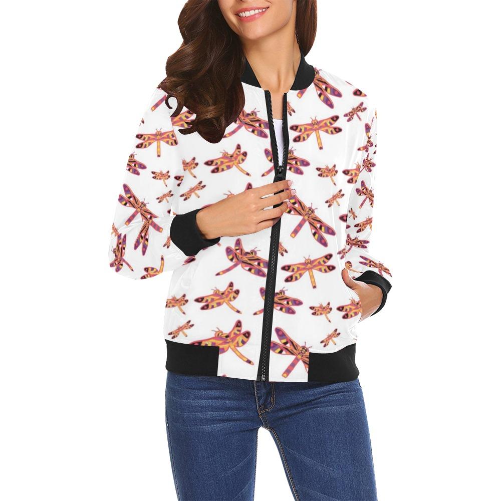 Gathering White All Over Print Bomber Jacket for Women (Model H19) Jacket e-joyer