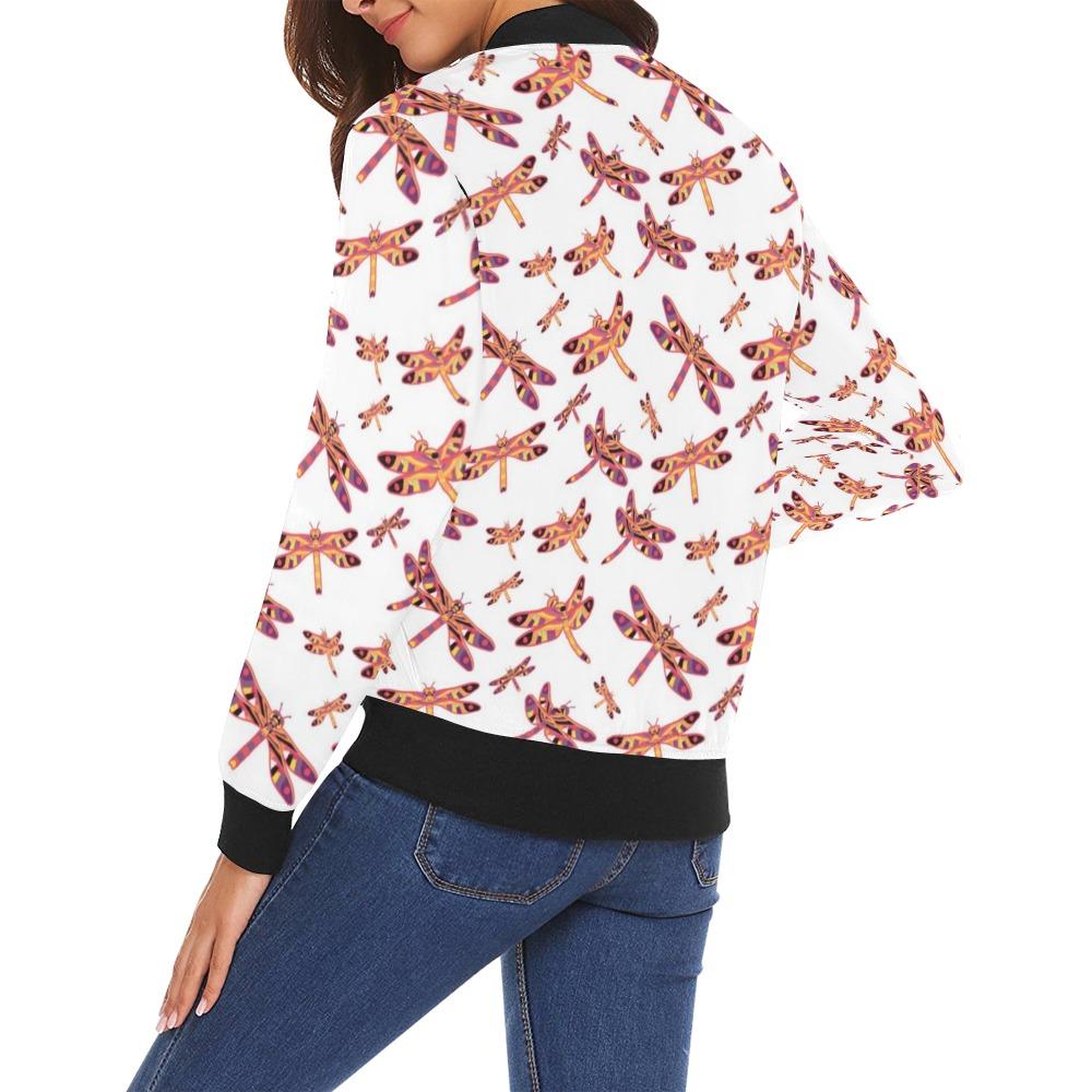 Gathering White All Over Print Bomber Jacket for Women (Model H19) Jacket e-joyer