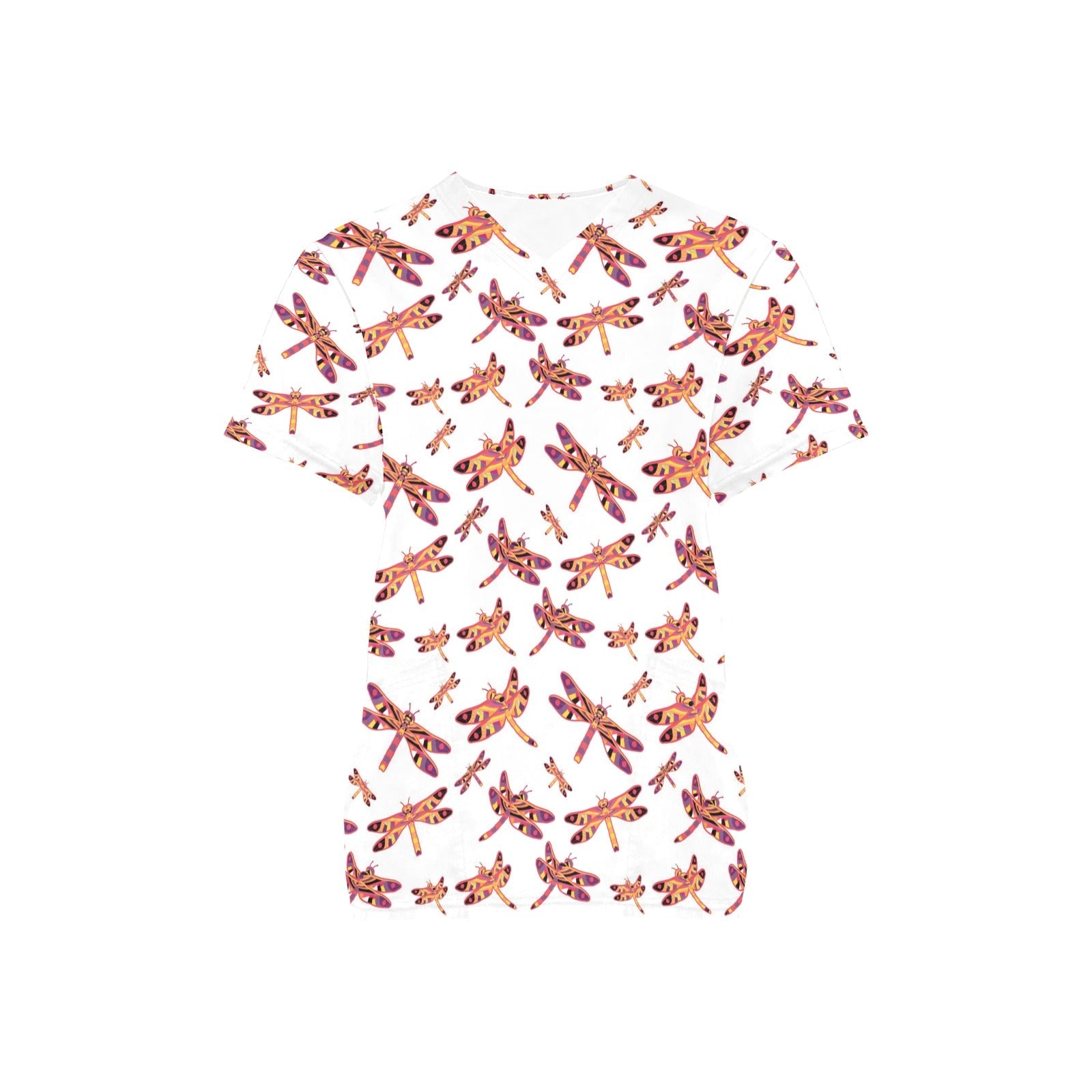 Gathering White All Over Print Scrub Top Scrub Top e-joyer