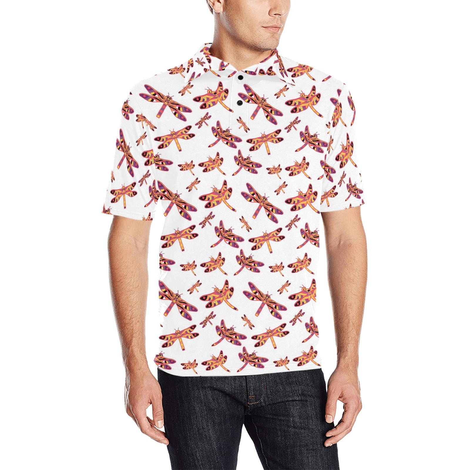 Gathering White Men's All Over Print Polo Shirt (Model T55) Men's Polo Shirt (Model T55) e-joyer