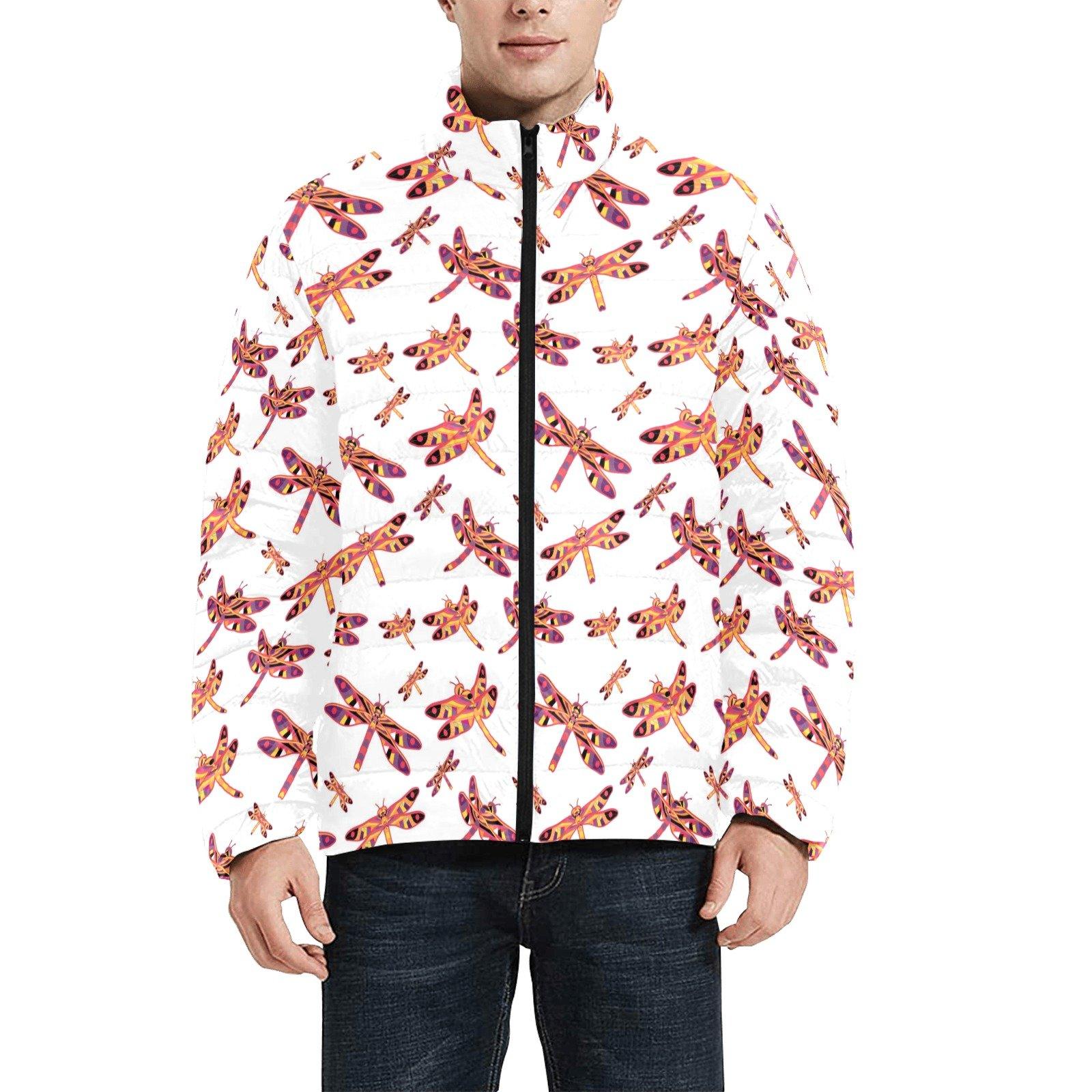 Gathering White Men's Stand Collar Padded Jacket (Model H41) Men's Stand Collar Padded Jacket (H41) e-joyer