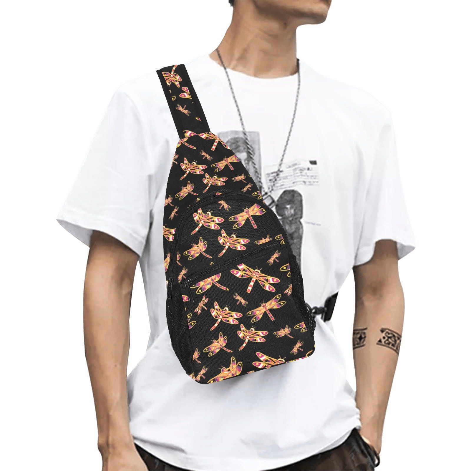 Gathering Yellow Black All Over Print Chest Bag (Model 1719) All Over Print Chest Bag (1719) e-joyer
