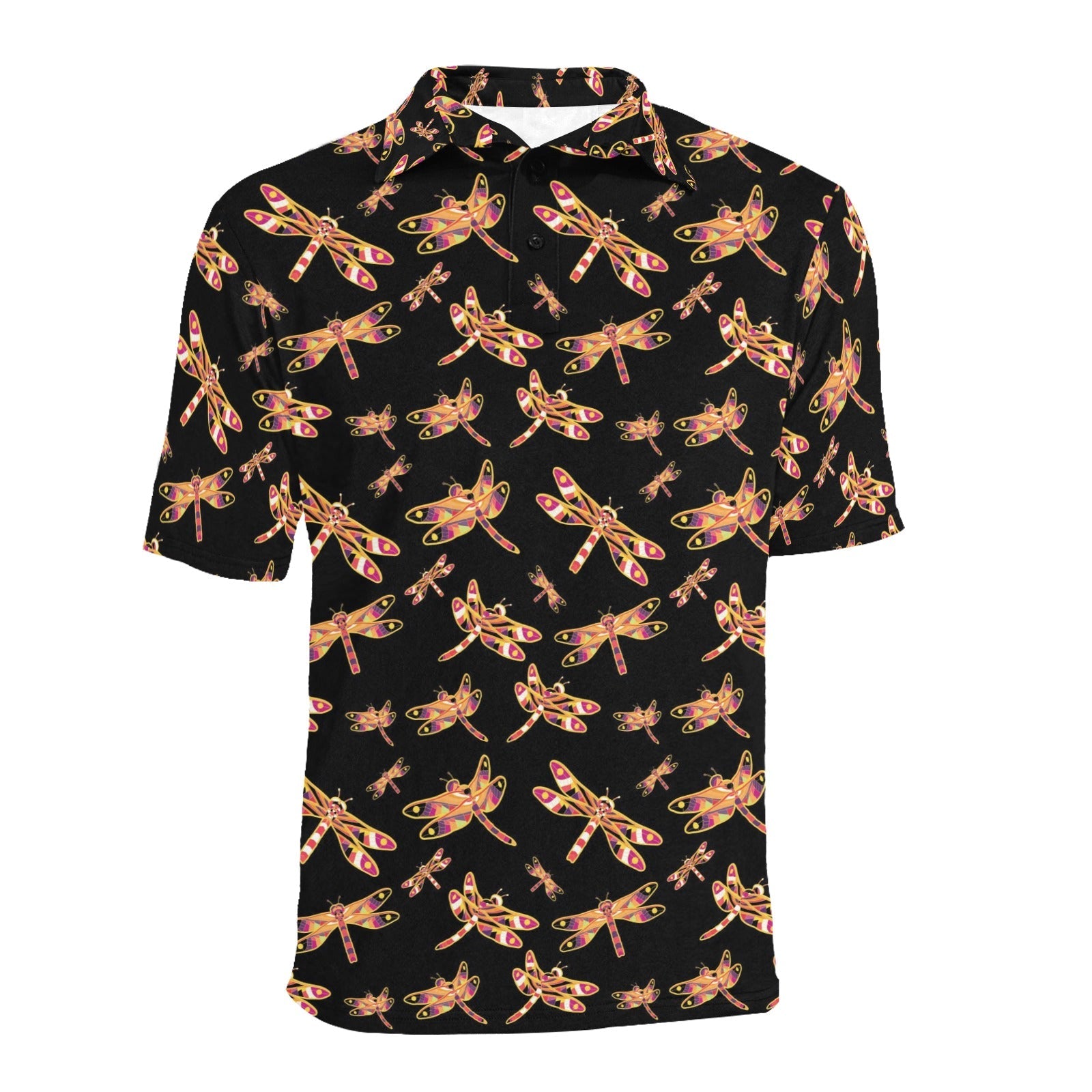 Gathering Yellow Black Men's All Over Print Polo Shirt (Model T55) Men's Polo Shirt (Model T55) e-joyer