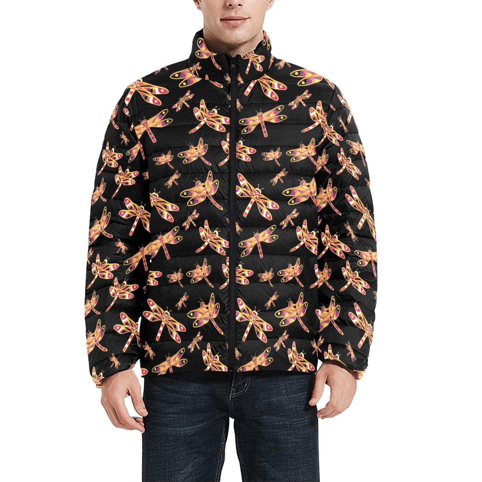 Gathering Yellow Black Men's Stand Collar Padded Jacket (Model H41) Men's Stand Collar Padded Jacket (H41) e-joyer