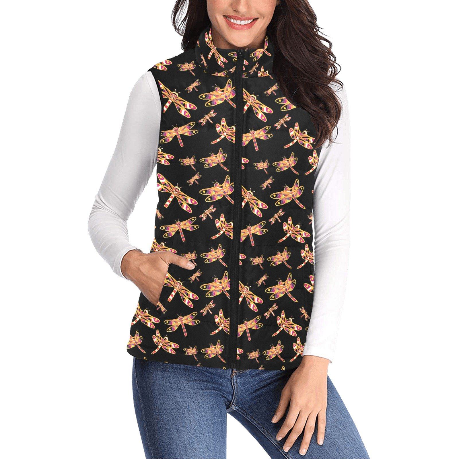 Gathering Yellow Black Women's Padded Vest Jacket (Model H44) Women's Padded Vest Jacket (H44) e-joyer 